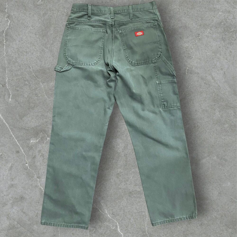 Dickies Regular Fit Carpenter Canvas Olive Green Pants Cotton Men's Size 32 x 30